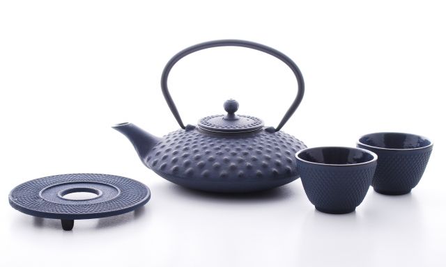 Xilin Cast Iron Teapot Set Blue-Black Teapot & Cups 0.8L